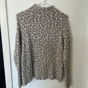 Mock neck cheetah sweater